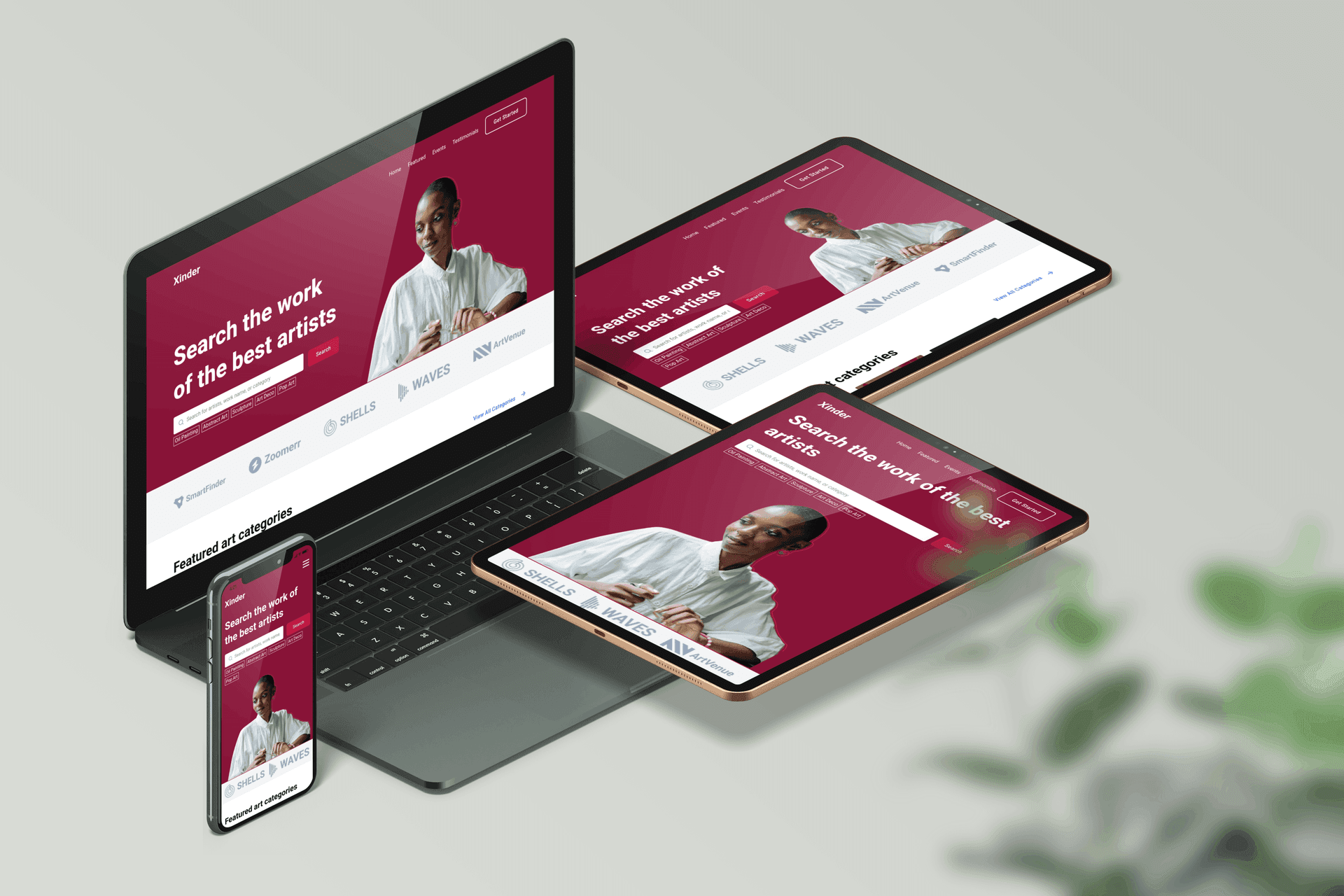 Xinder – Responsive Digital Art Marketplace & Gallery Landing Page