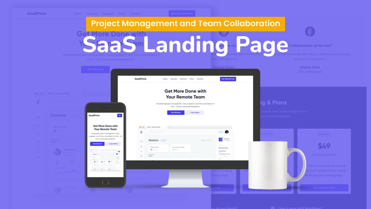 SaaSPeria – Modern Project Management and Team Collaboration SaaS Landing Page Template